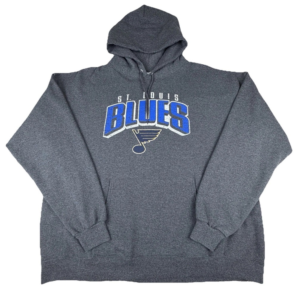St. Louis Blues Hockey Hoodie Men's NHL Gray Pullover Sweatshirt Size 2XL‎